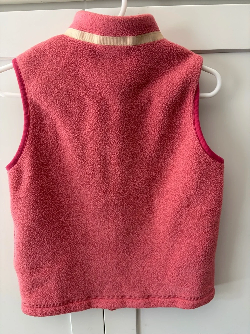 Patagonia Kids Pink Fleece Vest with Cream Trim